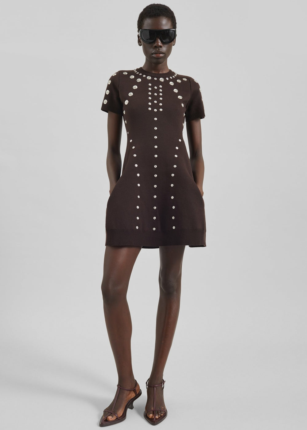 Coperni Snap Babydoll Dress - Brown