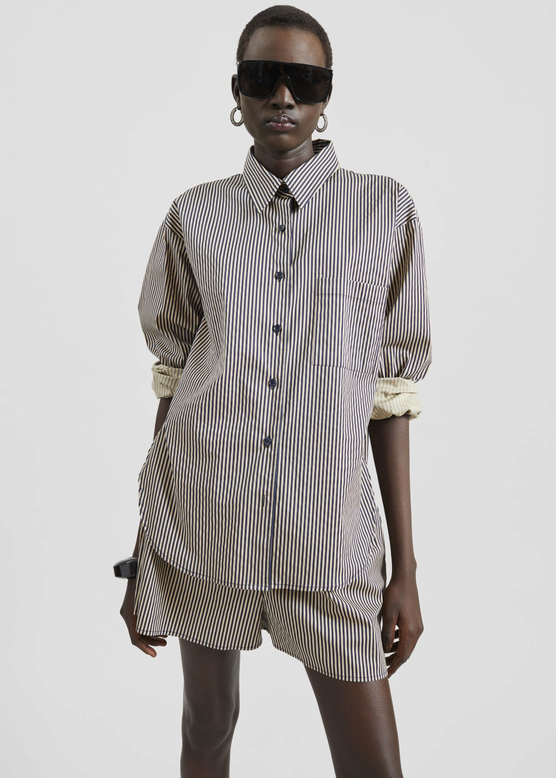 Lui Boxer Shorts - Beige/Navy Stripe