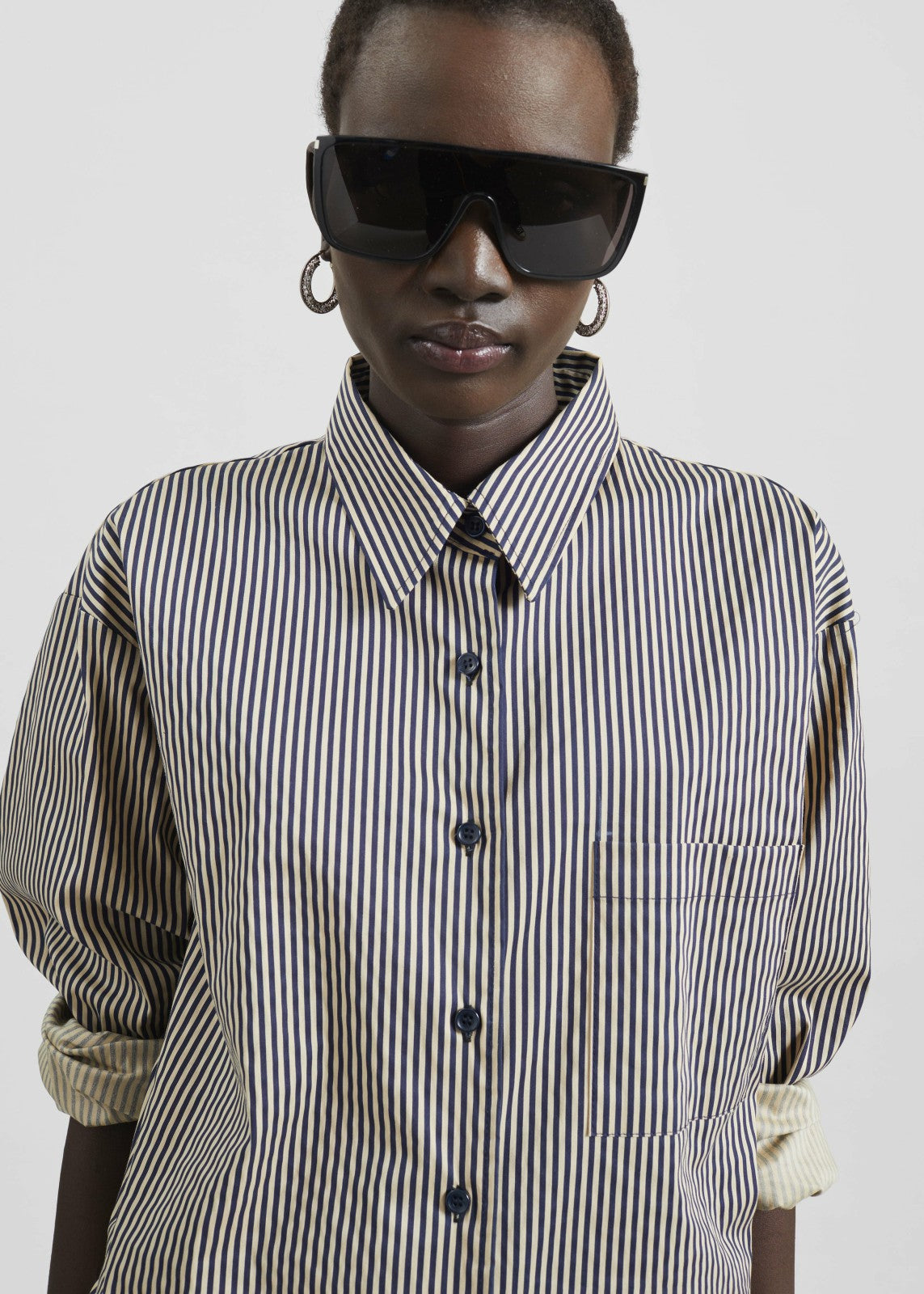 Lui Shirt - Beige/Navy Stripe