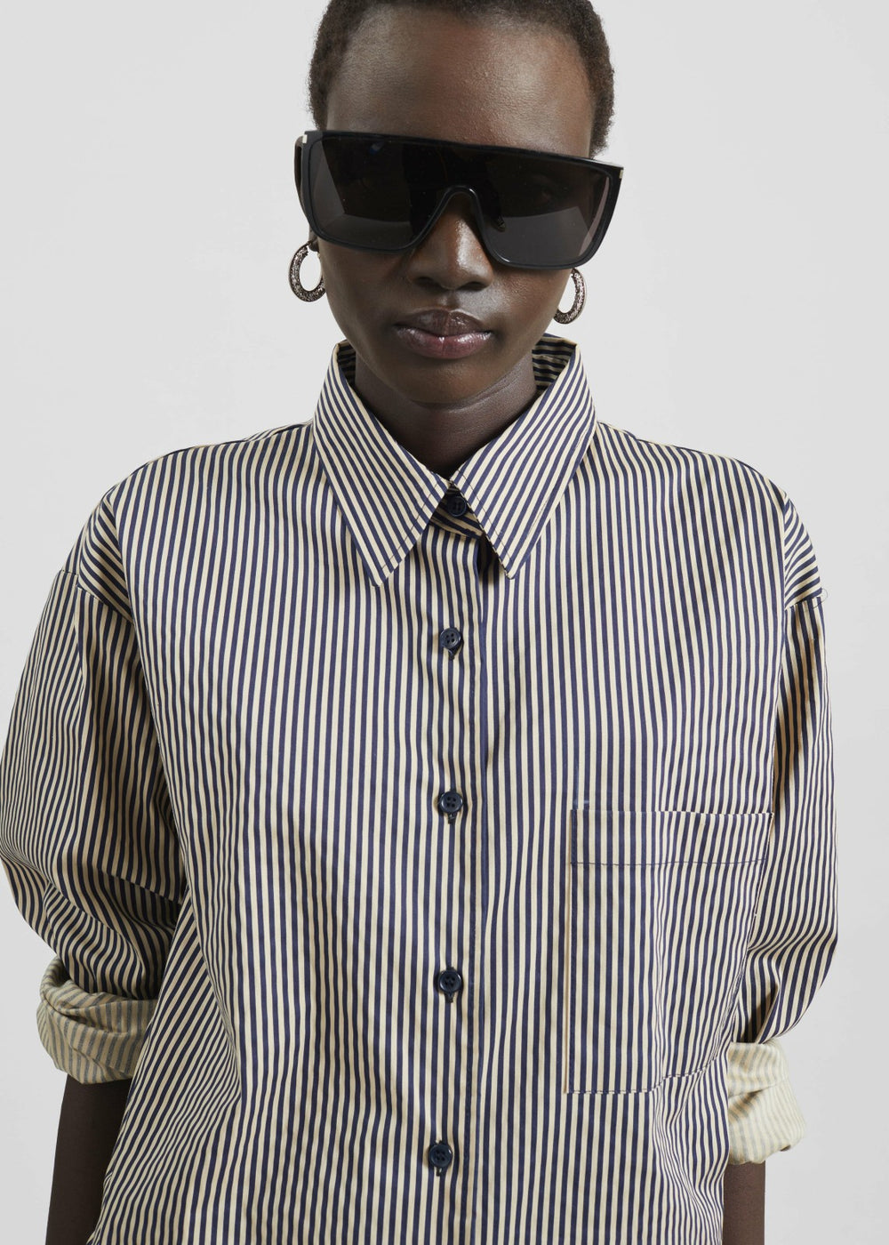 Lui Shirt - Beige/Navy Stripe