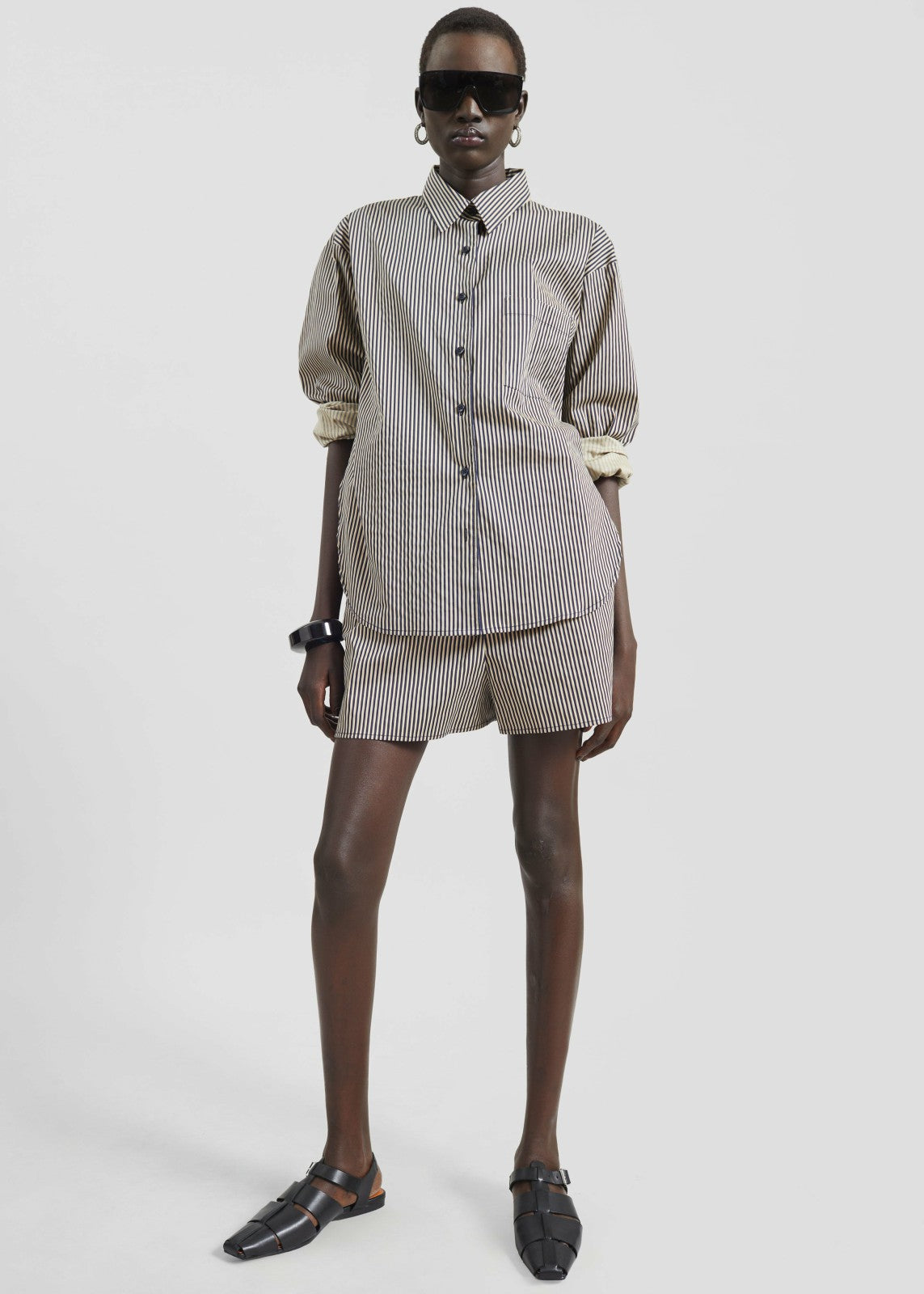 Lui Shirt - Beige/Navy Stripe