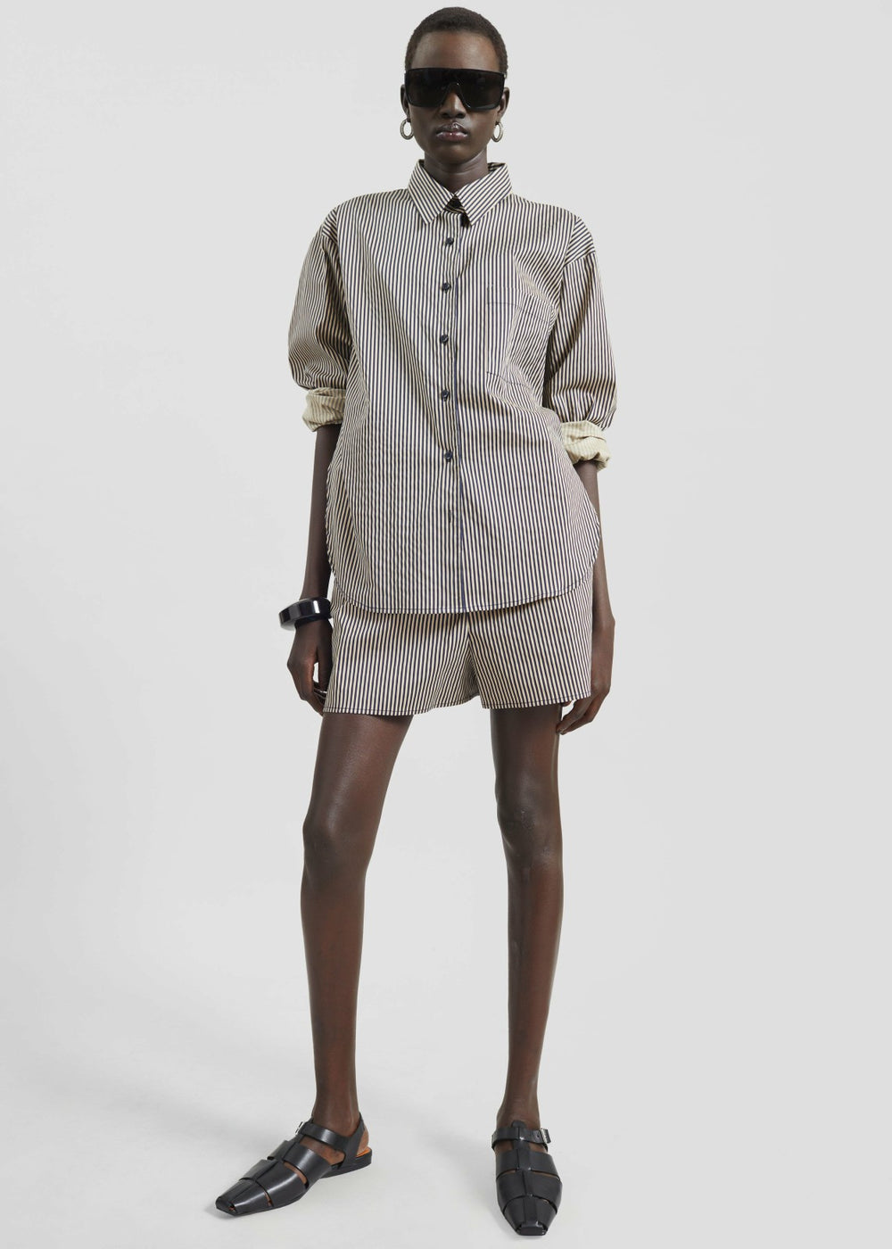 Lui Shirt - Beige/Navy Stripe