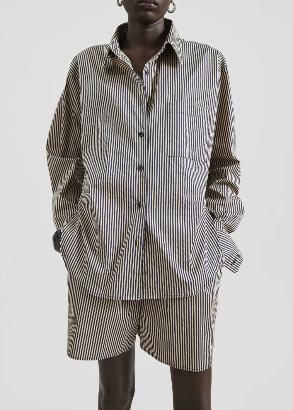 Lui Shirt - Beige/Navy Stripe