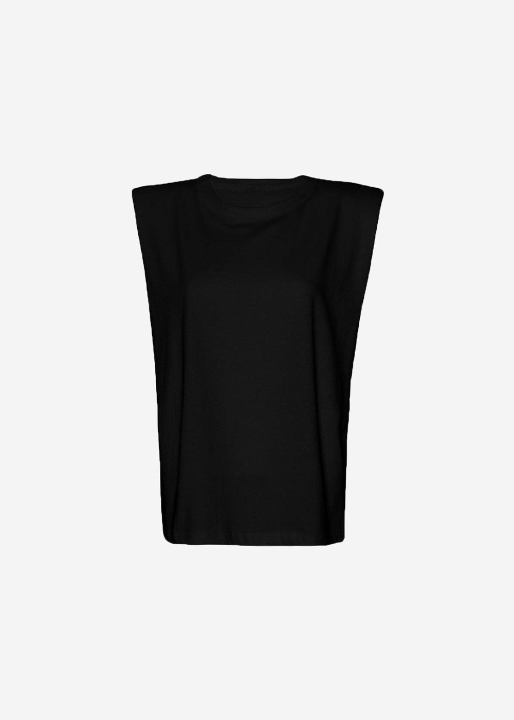 Eva Padded Shoulder Muscle T-Shirt - Black