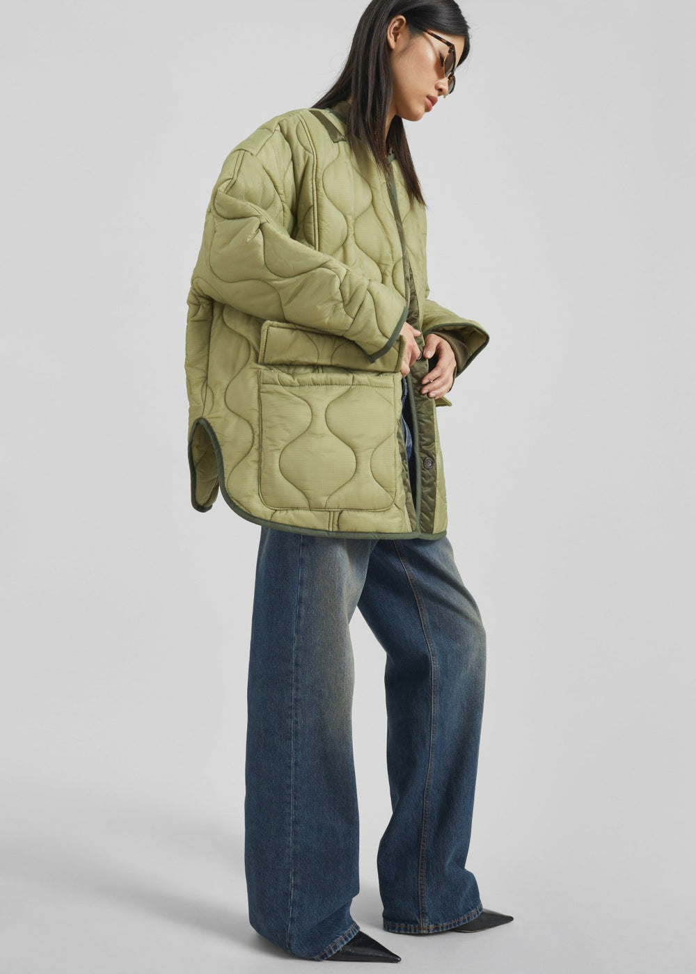 Teddy Quilted Jacket - Moss Green