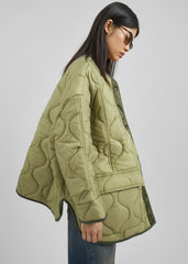 Teddy Quilted Jacket - Moss Green