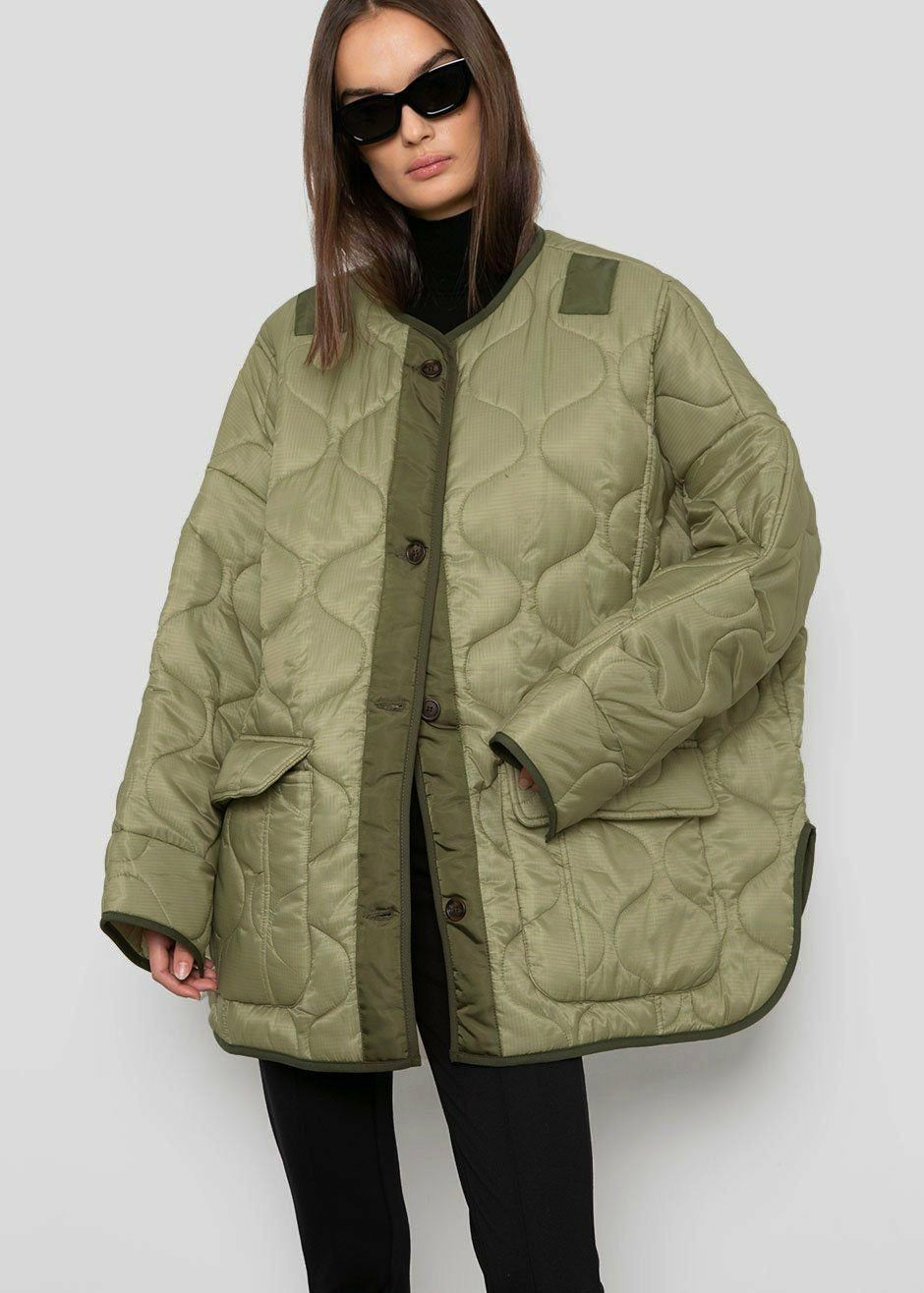Teddy Quilted Jacket - Moss Green