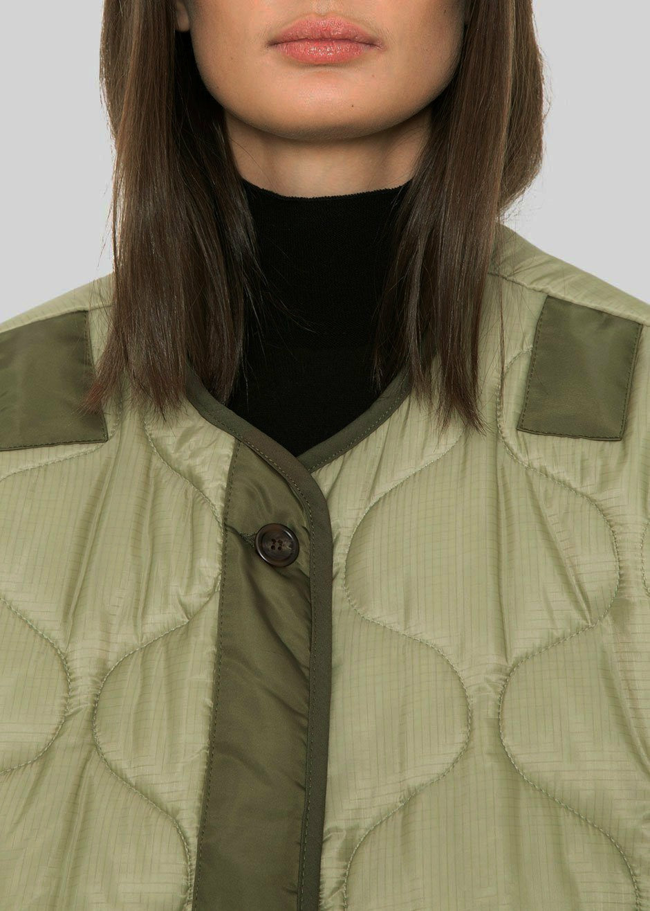 Teddy Quilted Jacket - Moss Green