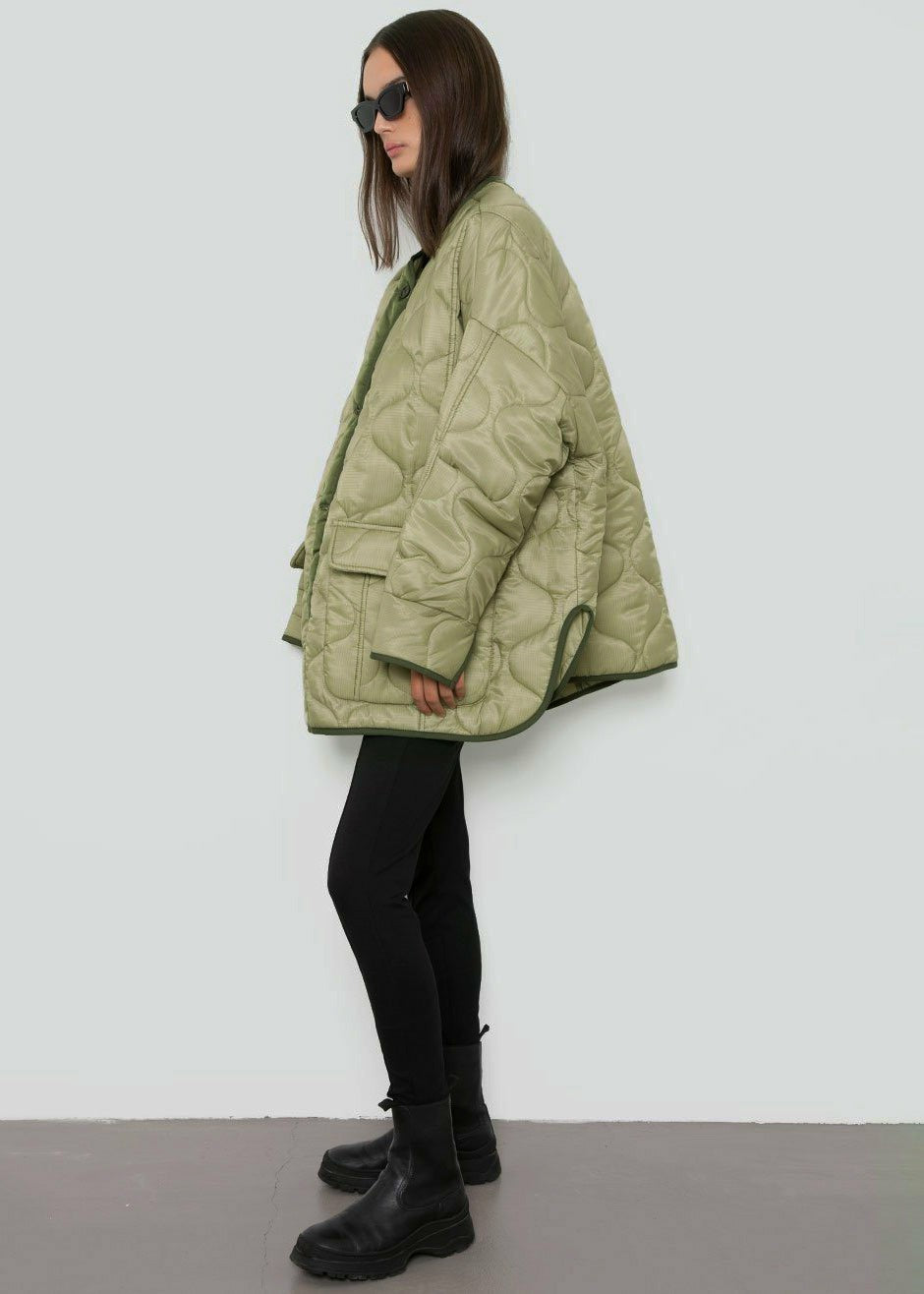 Teddy Quilted Jacket - Moss Green