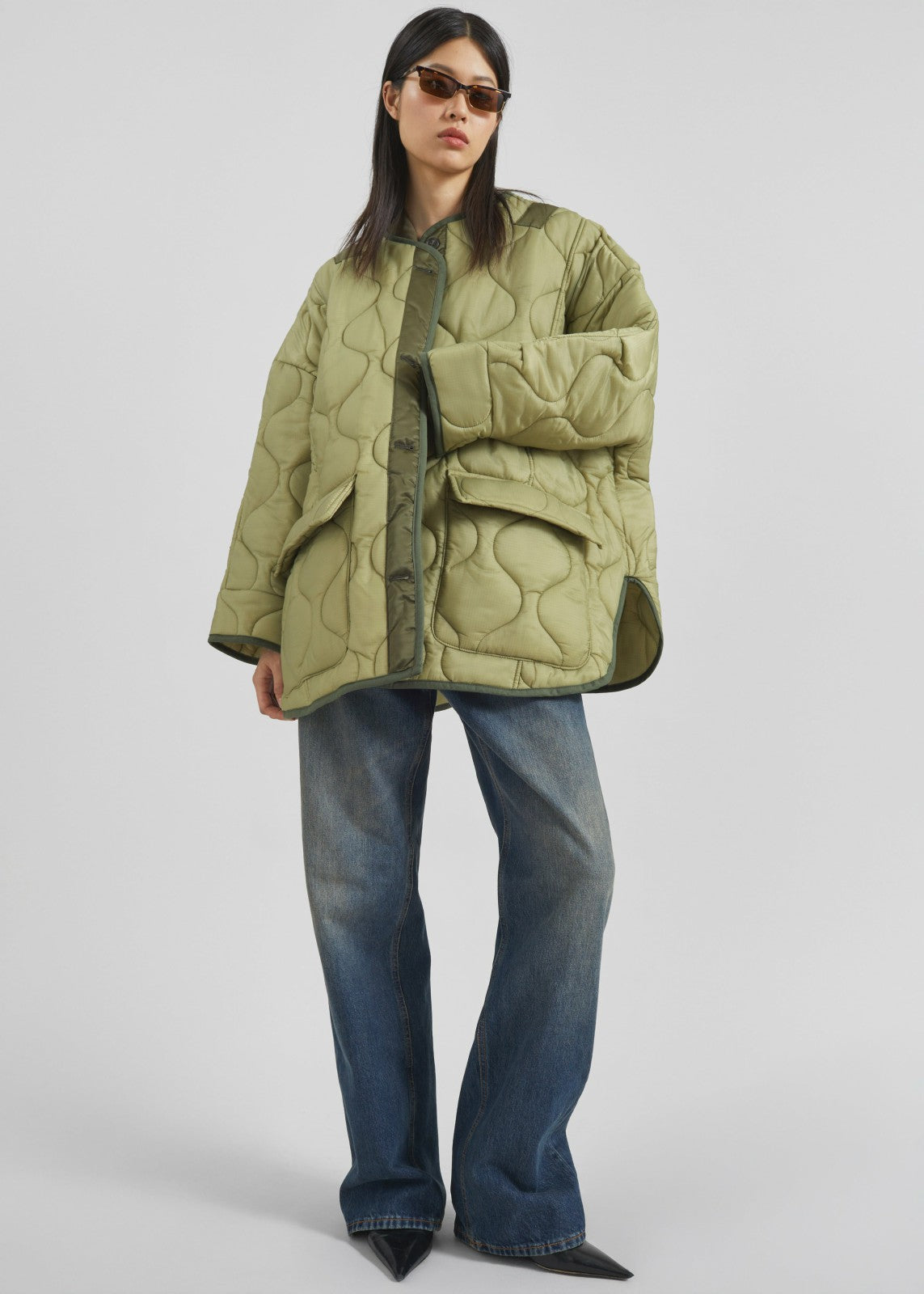 Teddy Quilted Jacket - Moss Green