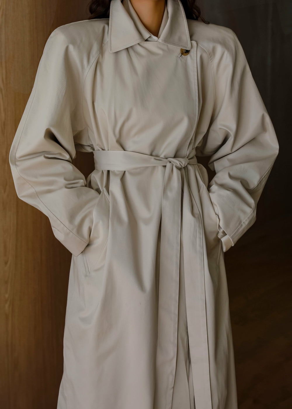 Marisol Box Shoulder Trench - Bone