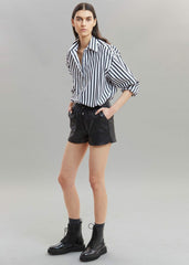 Sylvia Striped Oxford Shirt - Faded Black/White