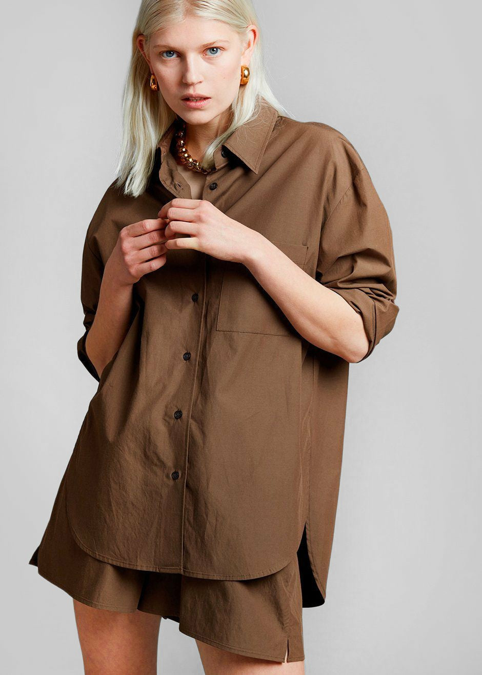 Lui Organic Cotton Shirt - Chocolate