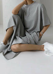Lou Oversized Tee Dress - Heather Grey