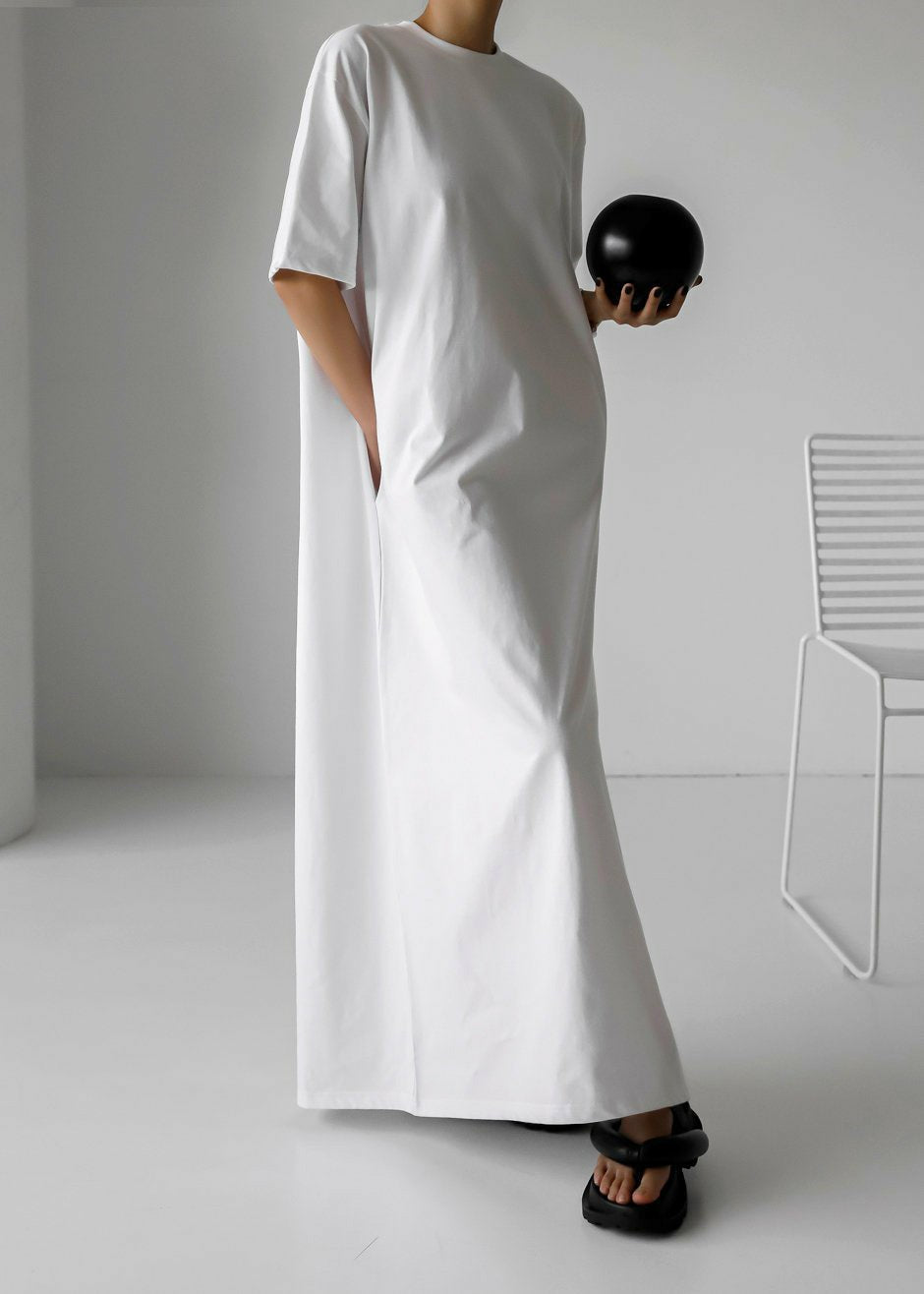 Lou Oversized Tee Dress - Optic White