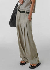 Gelso Pleated Trousers - Light Taupe Melange