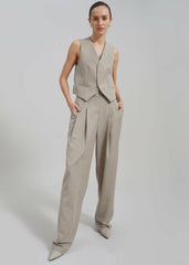 Gelso Pleated Trousers - Light Taupe Melange