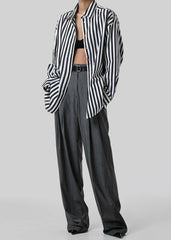 Gelso Pleated Trousers - Dark Grey Melange