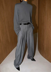 Gelso Pleated Trousers - Dark Grey Melange