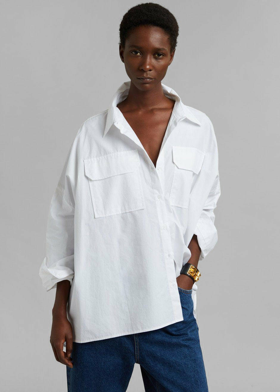 Elara Oversized Shirt - Optic White