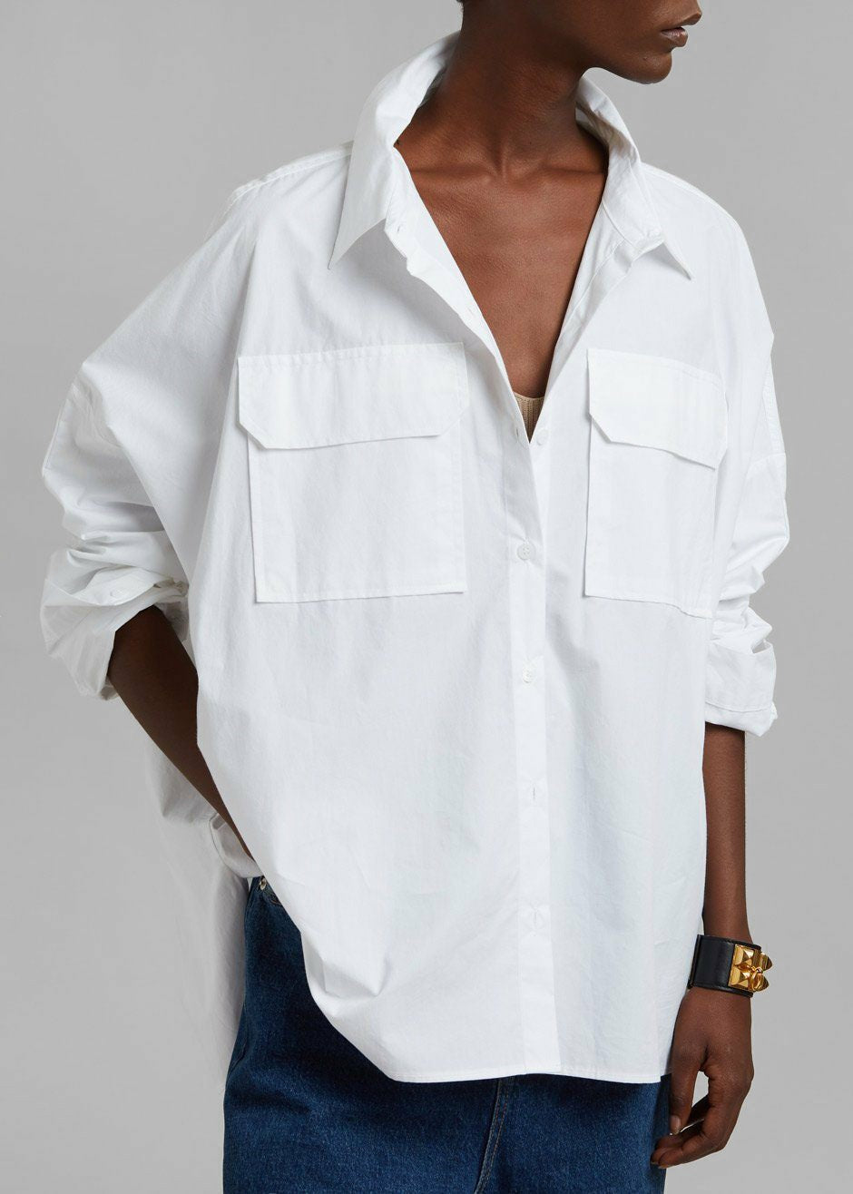 Elara Oversized Shirt - Optic White