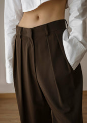 Tansy Pleated Trousers - Chocolate