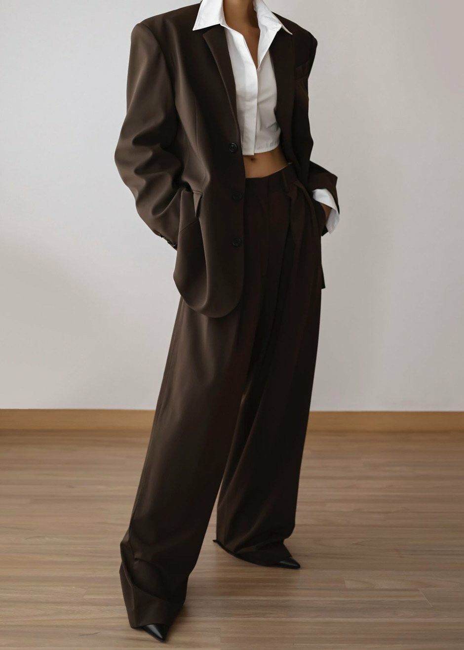 Tansy Pleated Trousers - Chocolate