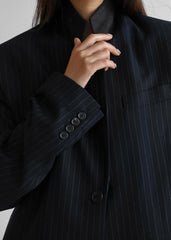 Tansy Oversized Blazer - Navy Pinstripe