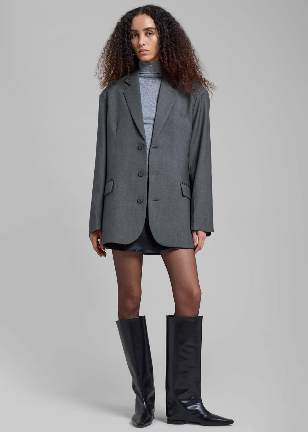 Gelso Oversized Blazer - Dark Grey Melange