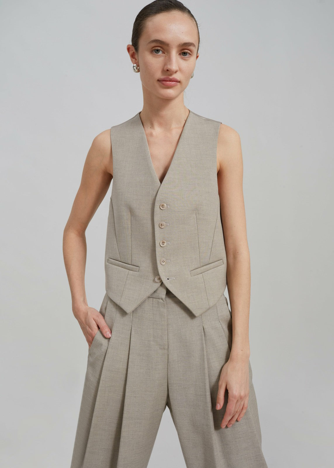 Gelso Waistcoat - Light Taupe Melange