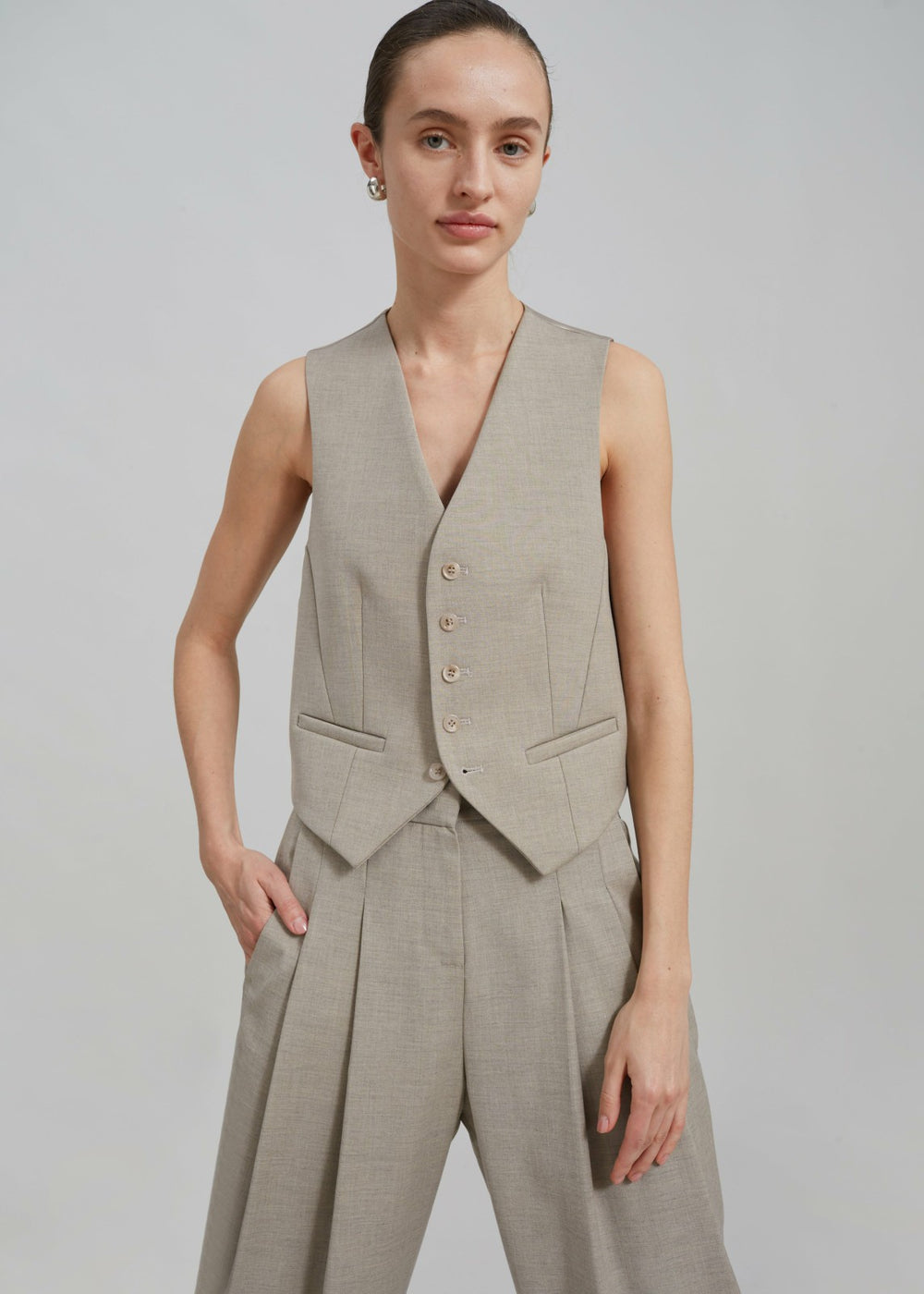 Gelso Waistcoat - Light Taupe Melange
