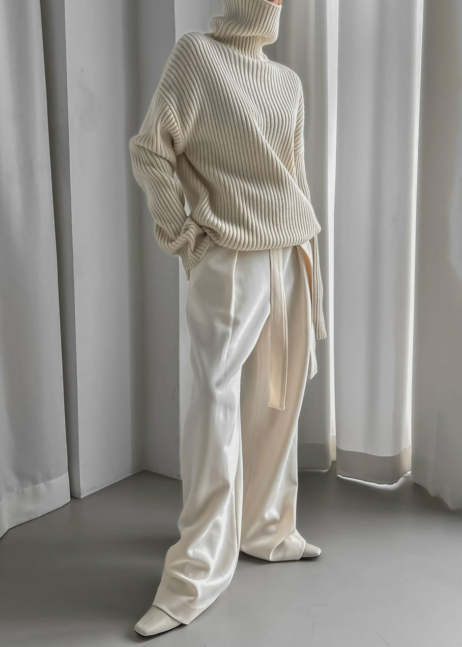 Thelma Ribbed Sweater Dress - Cream