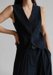 Tansy Tailored Vest - Navy Pinstripe