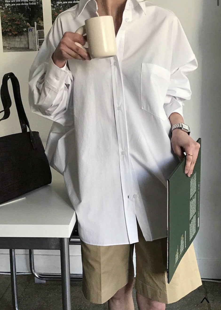 Kat Soft Oversized Shirt - White