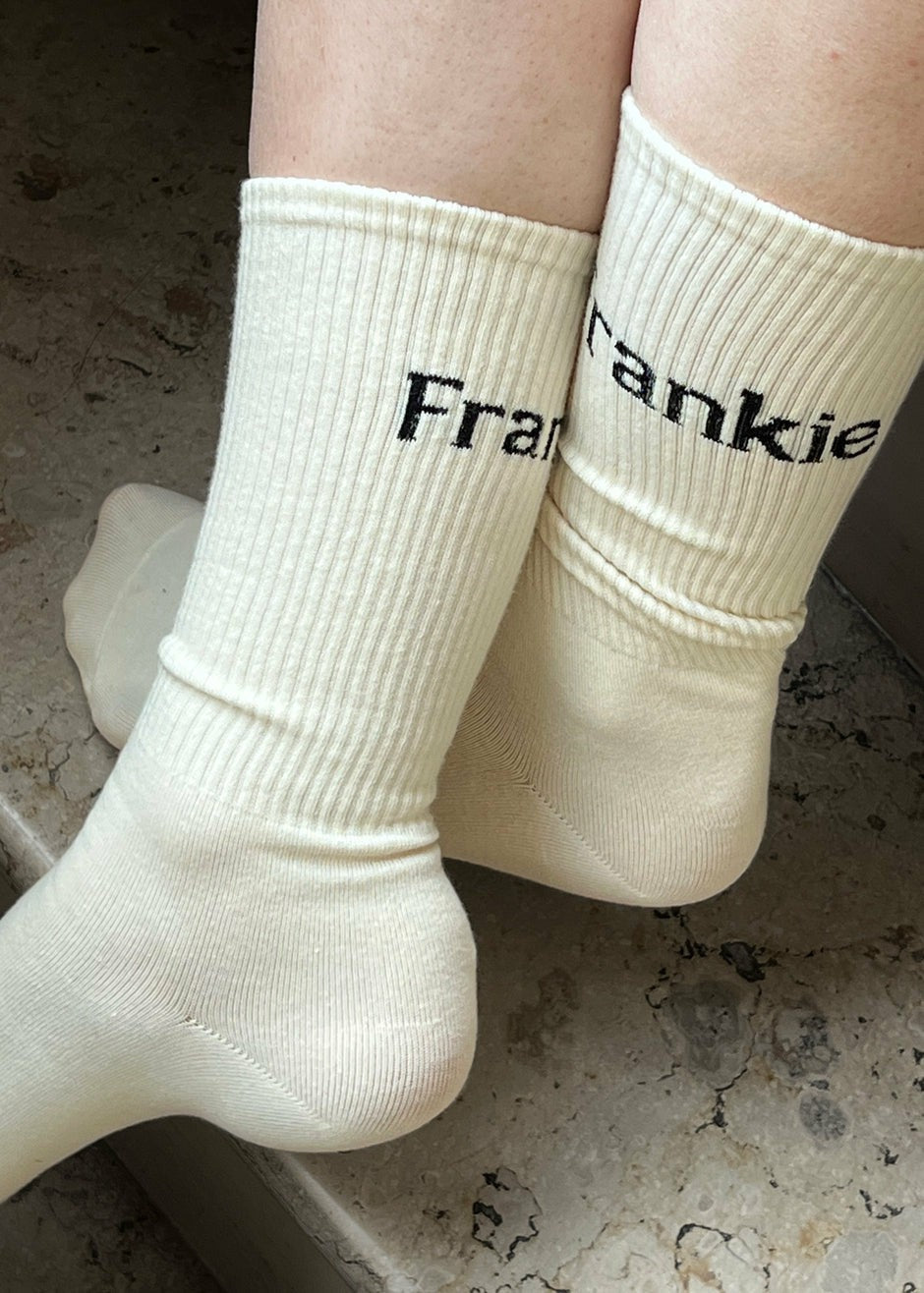 Frankie in English Ribbed Socks - Vanilla