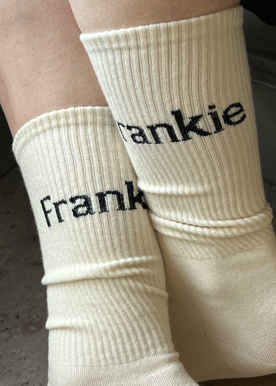 Frankie in English Ribbed Socks - Vanilla