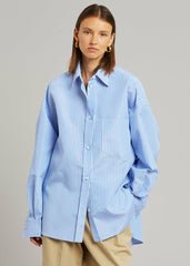 Georgia Stripe Shirt - White/Light Blue