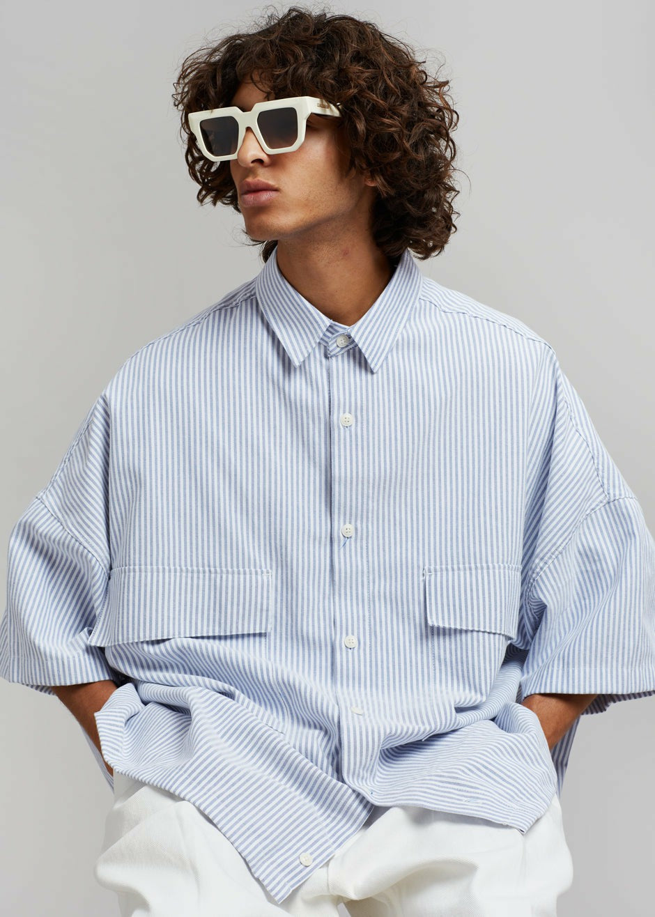 Ethan Pocket Shirt - Blue Stripe