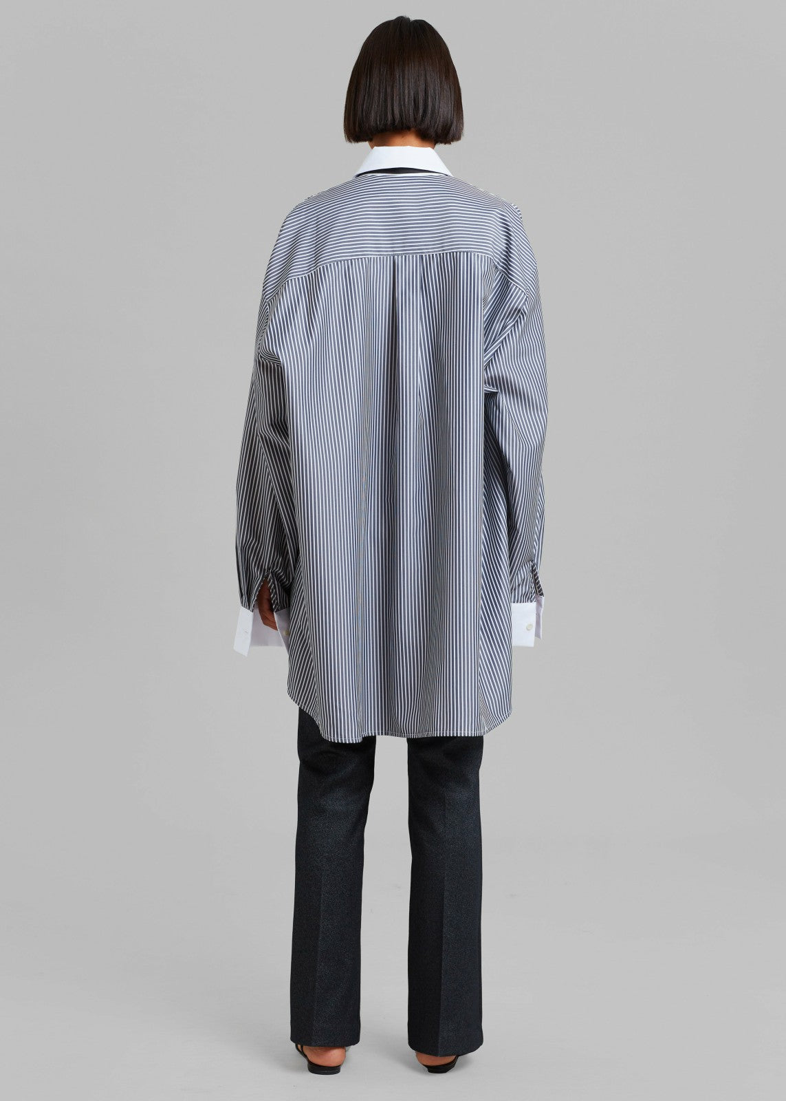 Jany Tie-Neck Shirt - Black Stripe