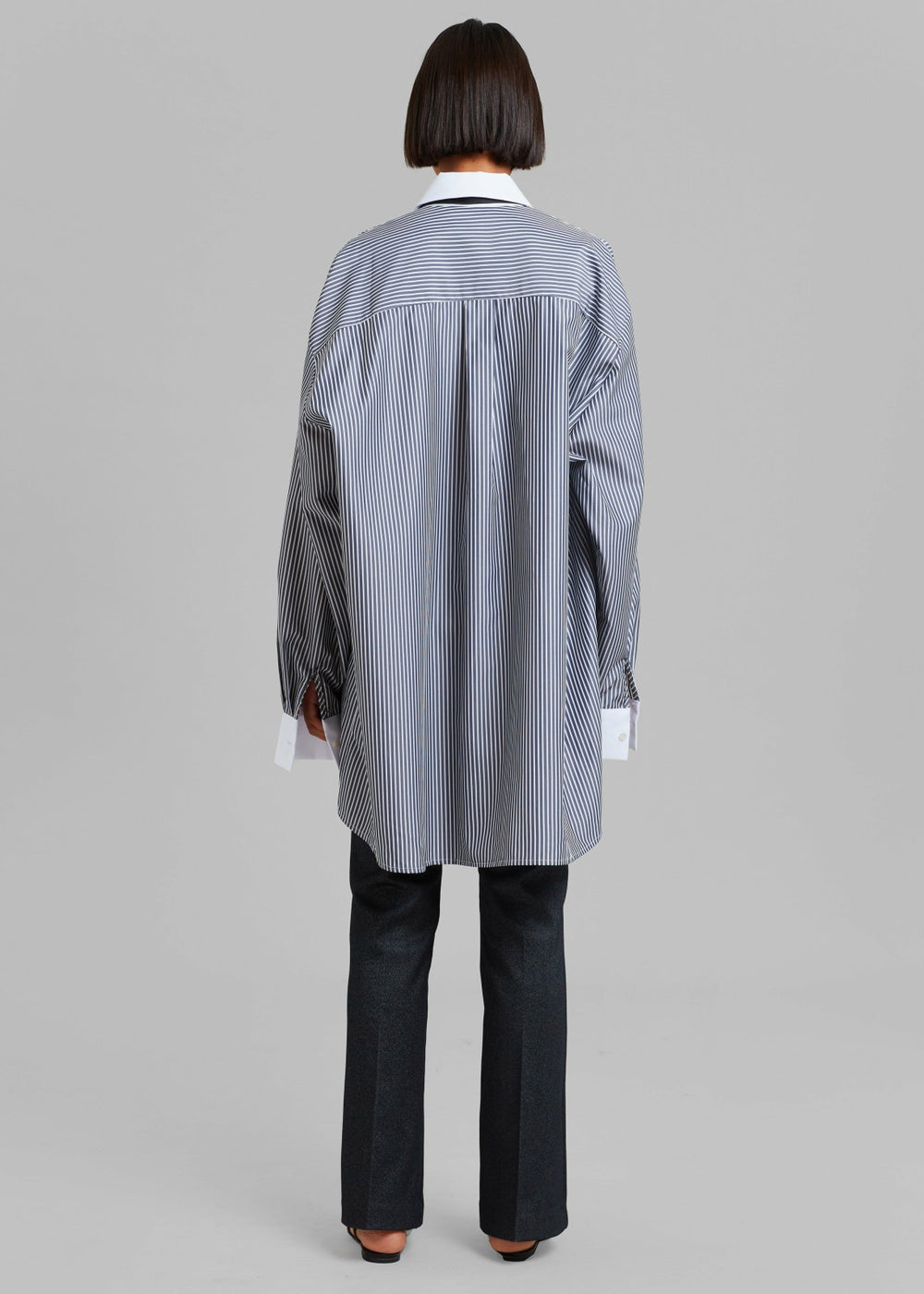 Jany Tie-Neck Shirt - Black Stripe