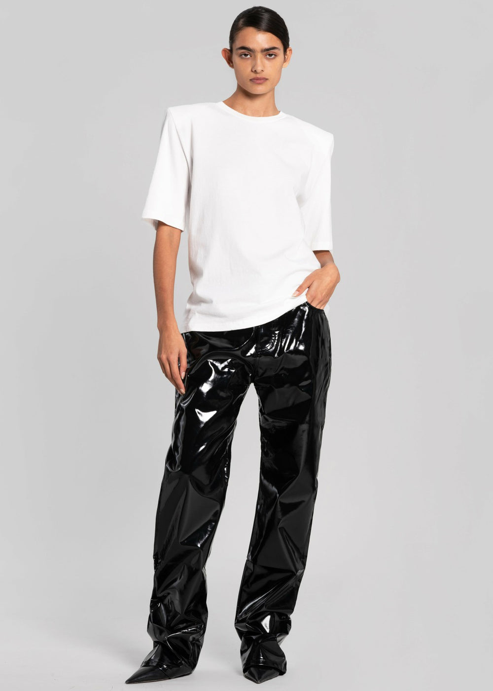 Carrington Padded Shoulder Tee - White