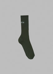 Frankie in English Ribbed Socks - Army Green
