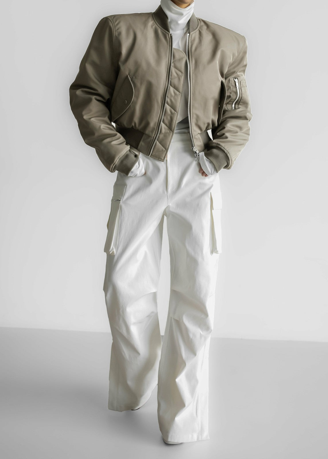 Mati Cropped Padded Bomber - Olive