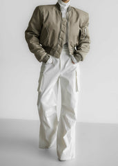 Mati Cropped Padded Bomber - Olive