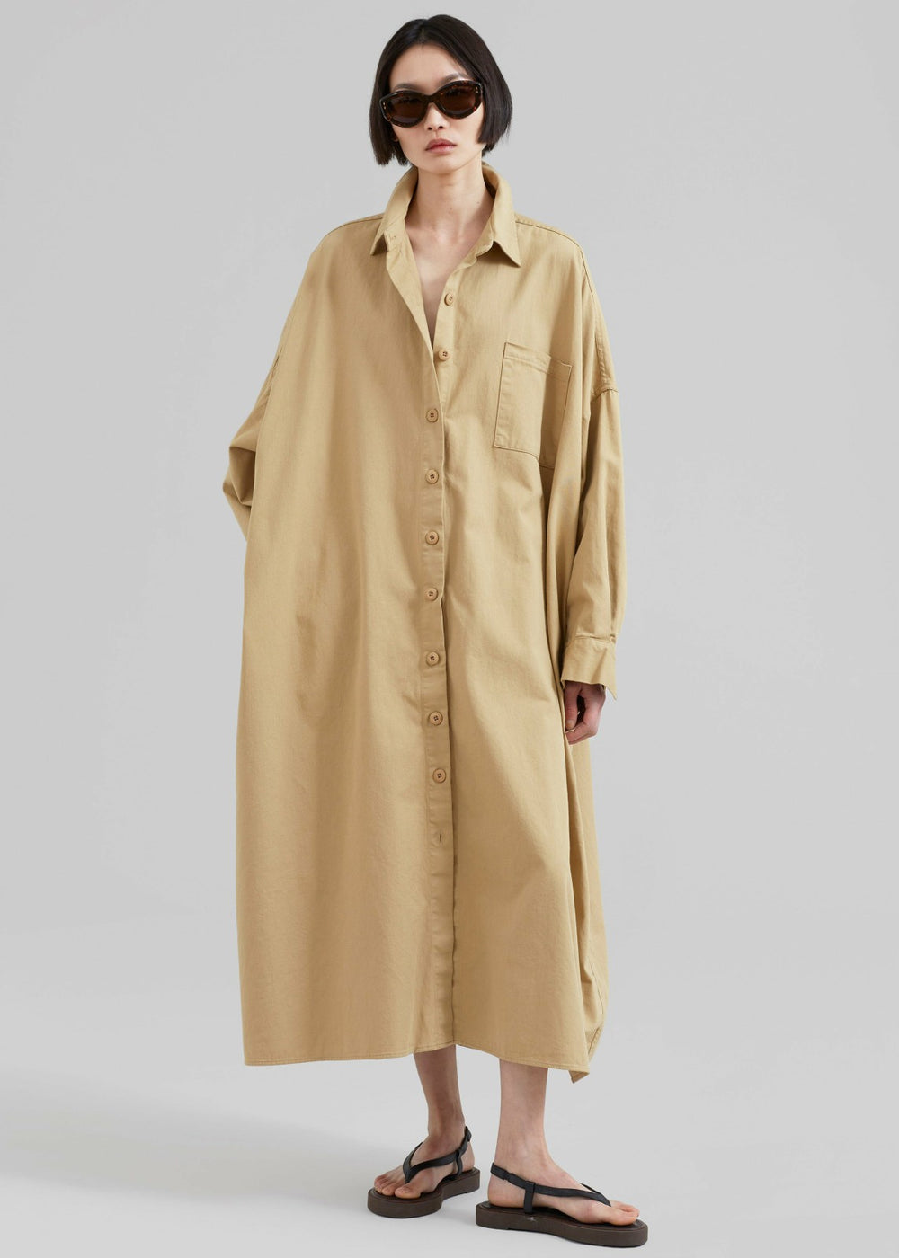 Kason Oversized Shirt Dress - Sahara