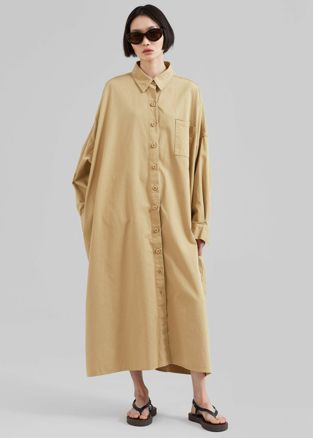 Kason Oversized Shirt Dress - Sahara