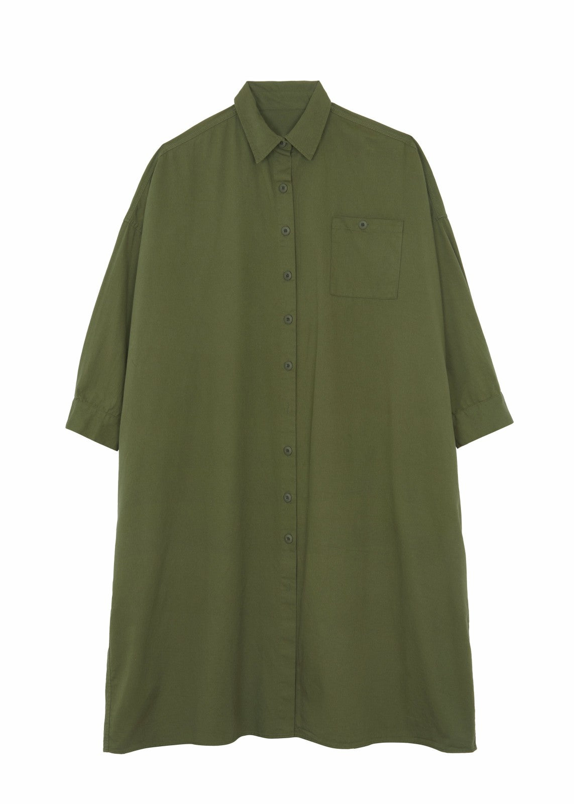 Kason Oversized Shirt Dress - Dark Olive