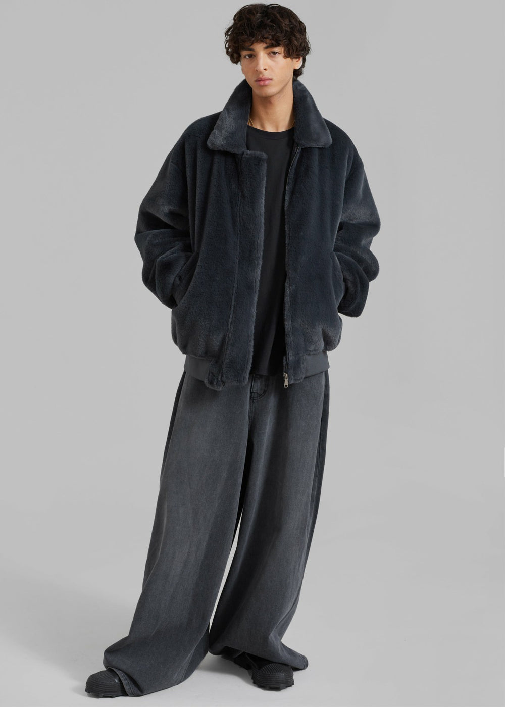 Justin Faux Fur Bomber - Storm
