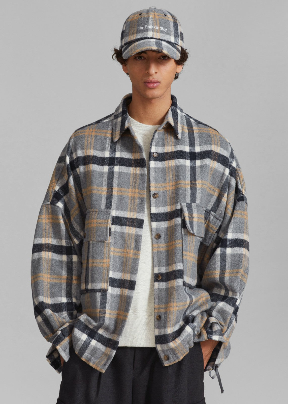 Keaton Flannel Pocket Overshirt - Checked Grey