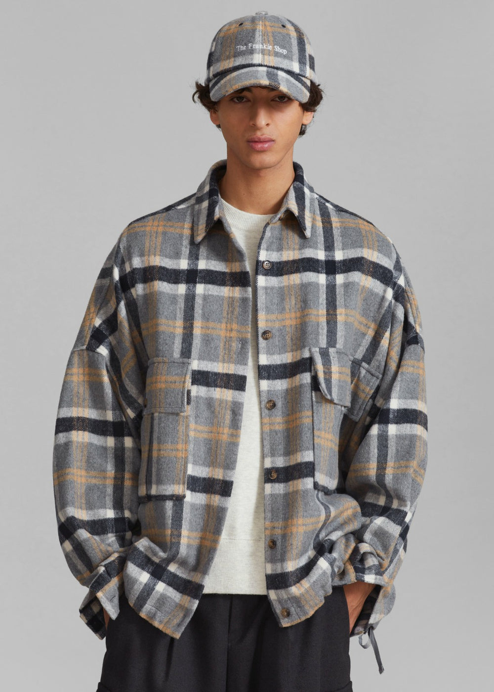 Keaton Flannel Pocket Overshirt - Checked Grey